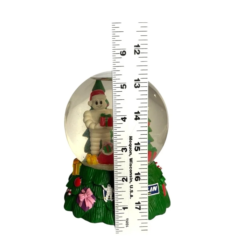 Michelin Tire Snow Globe Christmas Musical Green Holiday Decor Man & Dog * Video